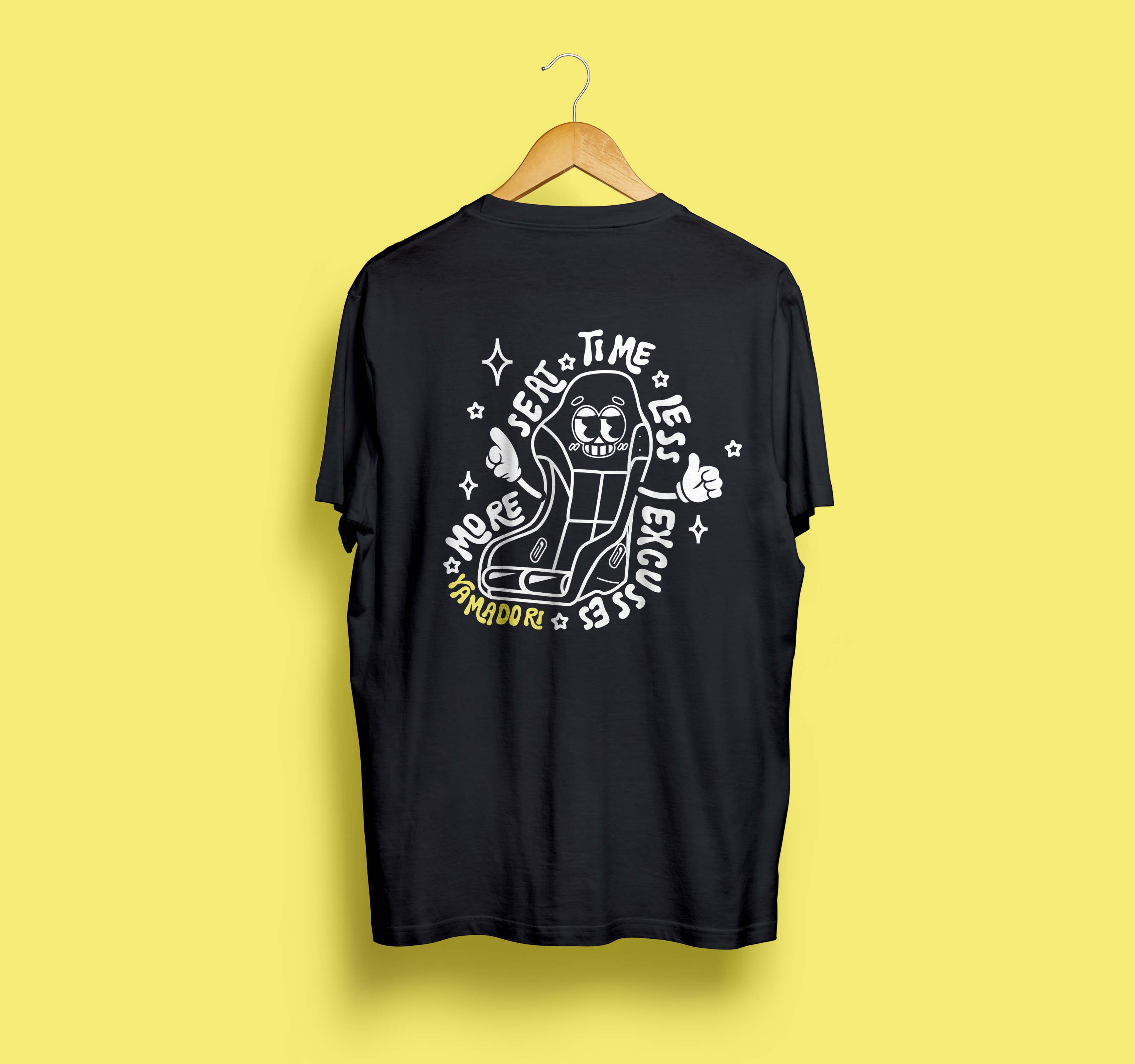 YAMADORI LESS EXCUSES MORE SEAT TIME T-SHIRT NEGRO
